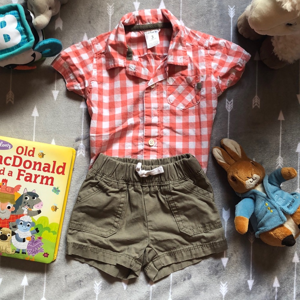 ⭐️BABY BOY CARTER’S PLAID SHIRT AND SHORTS!